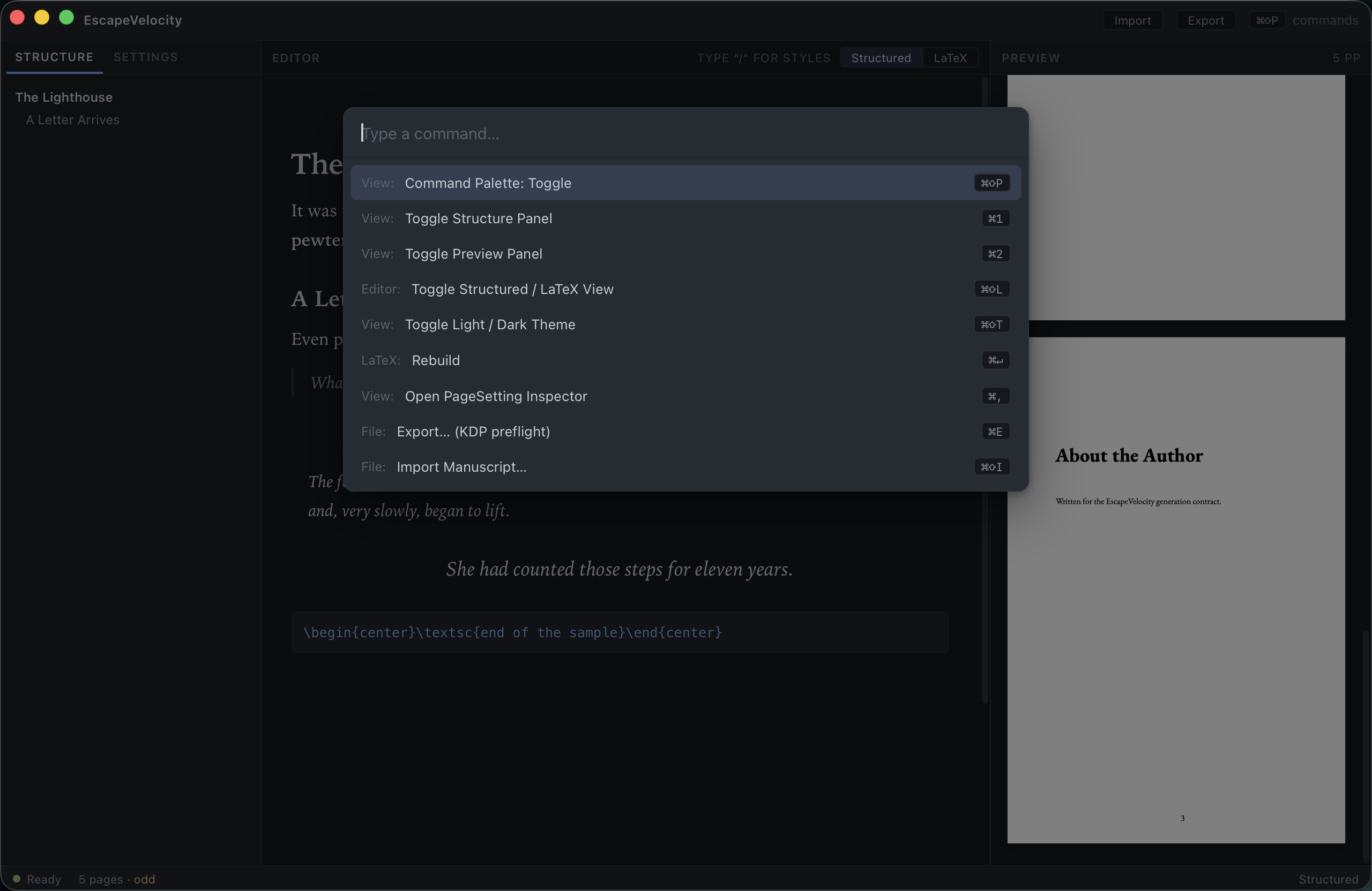 The command palette
