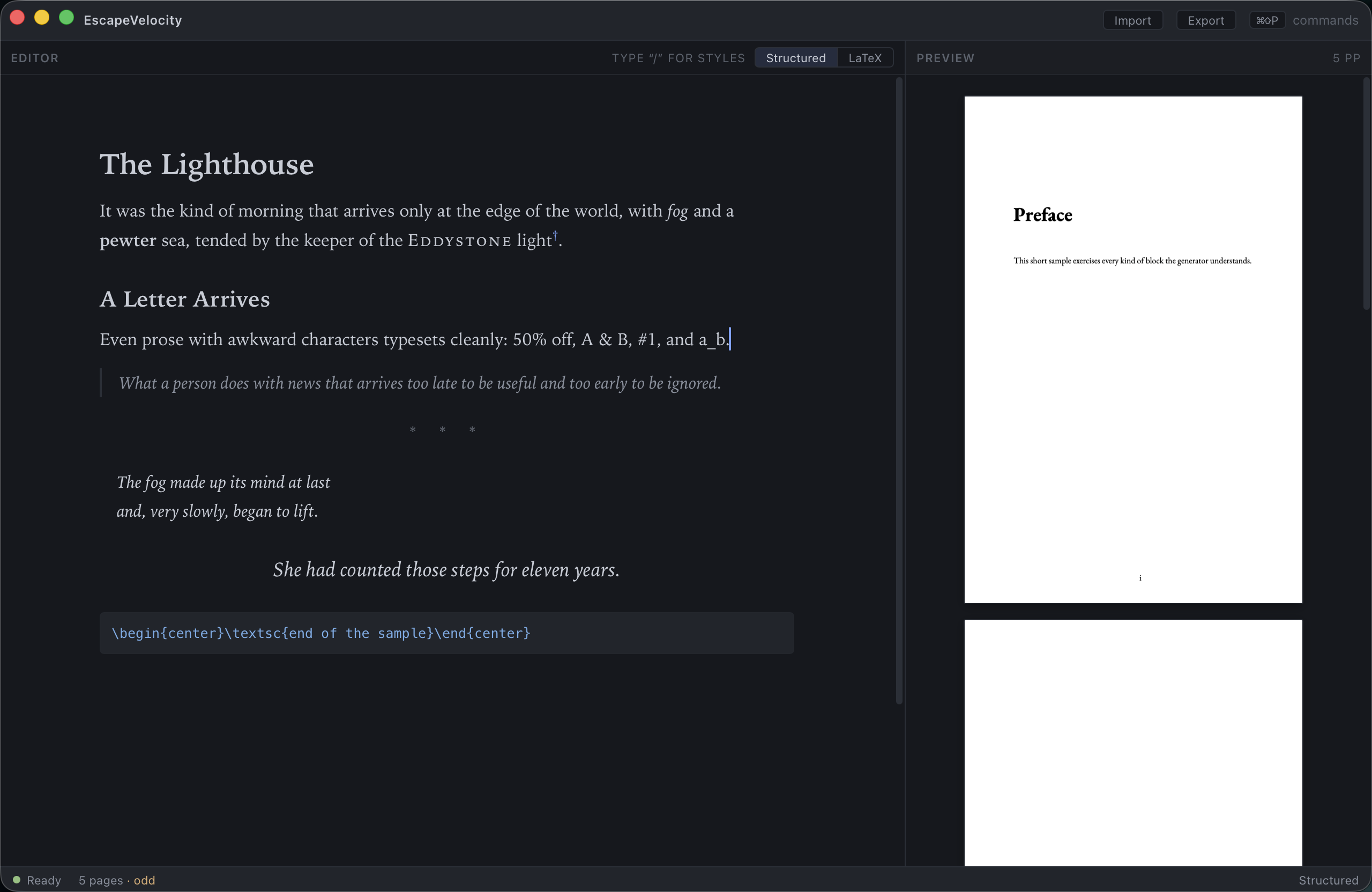 Structure pane hidden